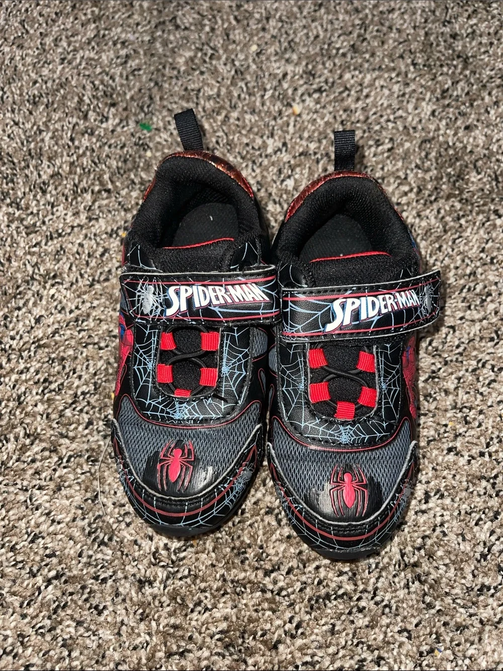 Spiderman Kids Black and Red Velcro Sneakers